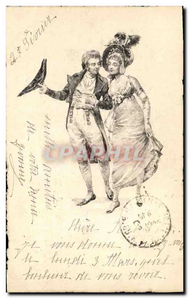 Paar in historischem Kleid — Illustration — Universal Postal Union - Vorderseite