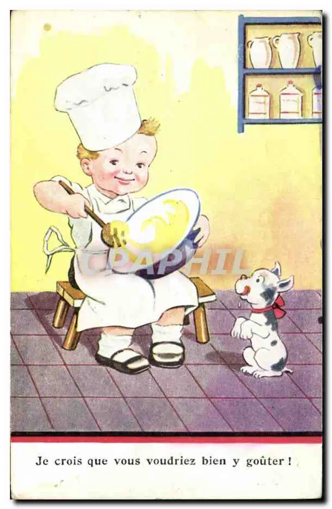 Kinderkoch und Hund — Illustration — Verlag nicht sichtbar - Vorderseite