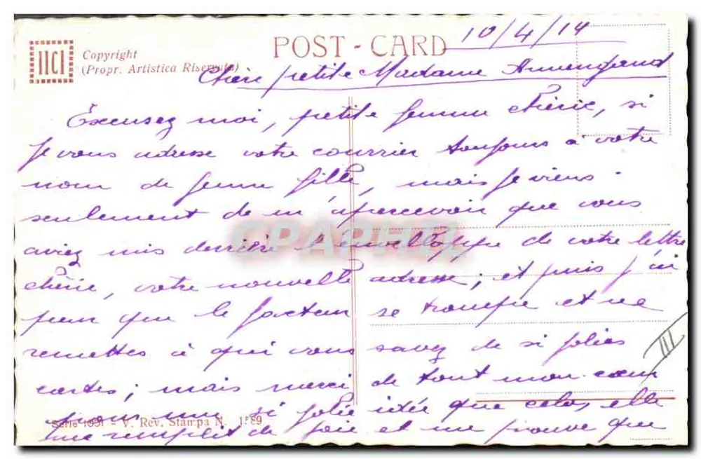Junge Frau — Kreisporträt — Verlag IICI, Serie 189 - Rückseite