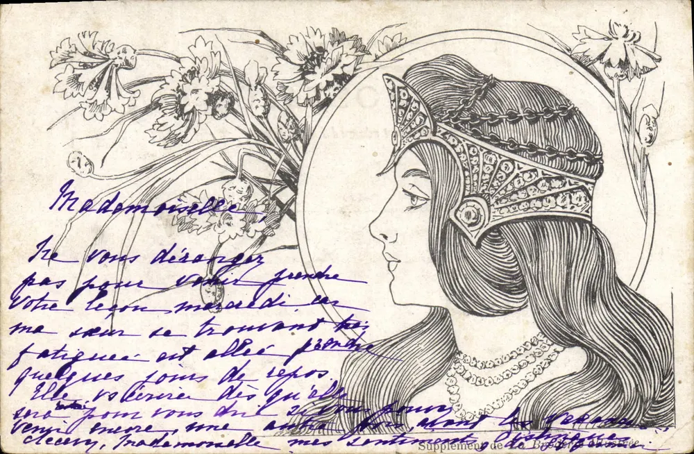 Jeune femme en diadème — illustration Art nouveau — Supplément de la Belle Époque - Vorderseite