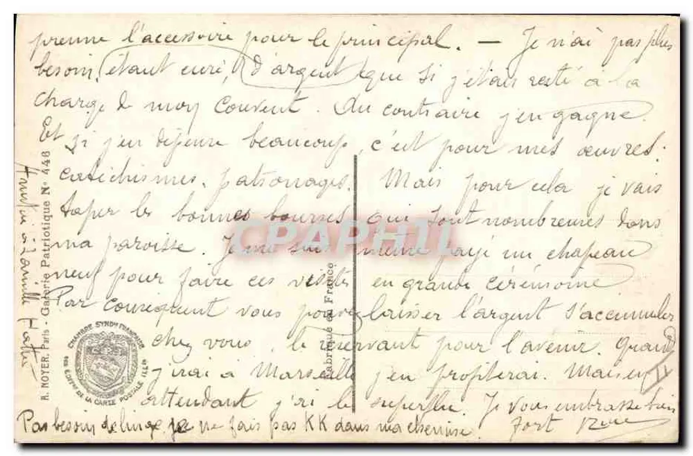 Paul DÉROULEDE — Cavaleiro da Vingança — Cliché Pirou, N° 446 - Verso