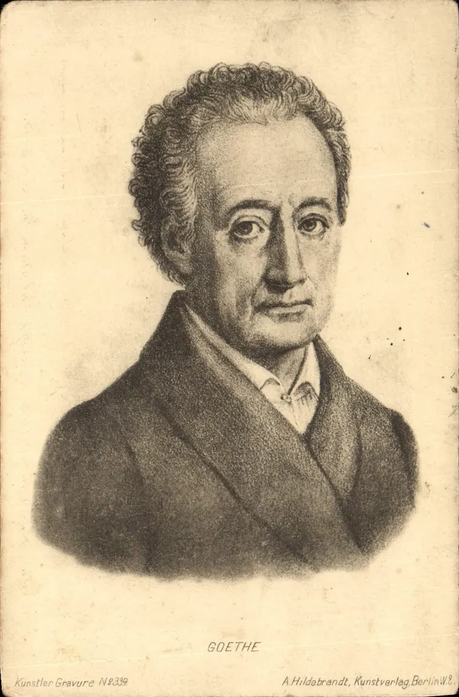 Goethe — portret rytowniczy — A. Hildebrandt, Kunstverlag Berlin W.8. - Awers