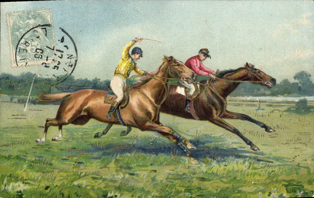 Corrida de cavalos — Editor não identificado — número de série não visível - Frente