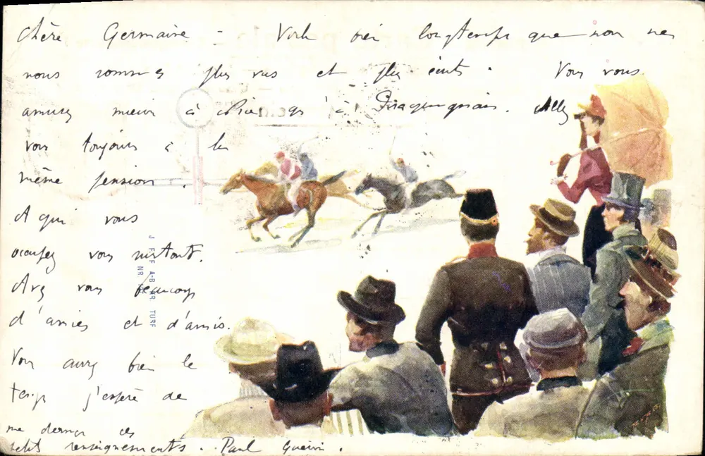 घोड़ा दौड़ — स्ट्रासबर्ग — प्रकाशक J. F. Lévy, संख्या 438 - आगे