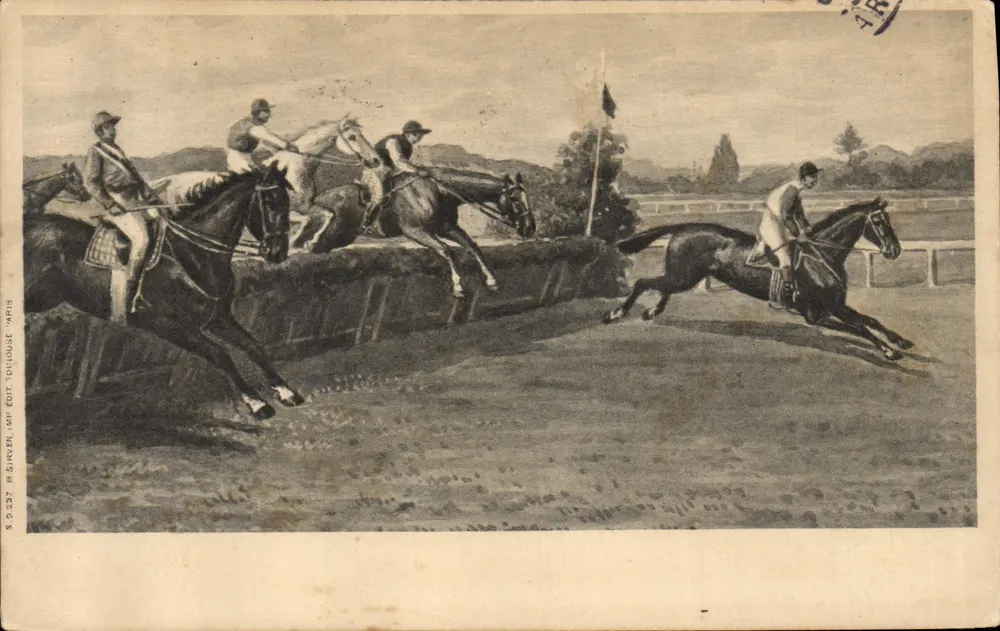 Corrida de cavalos — salto de obstáculos — S.D.237, Ed. Toulouse 'Apis' - Frente