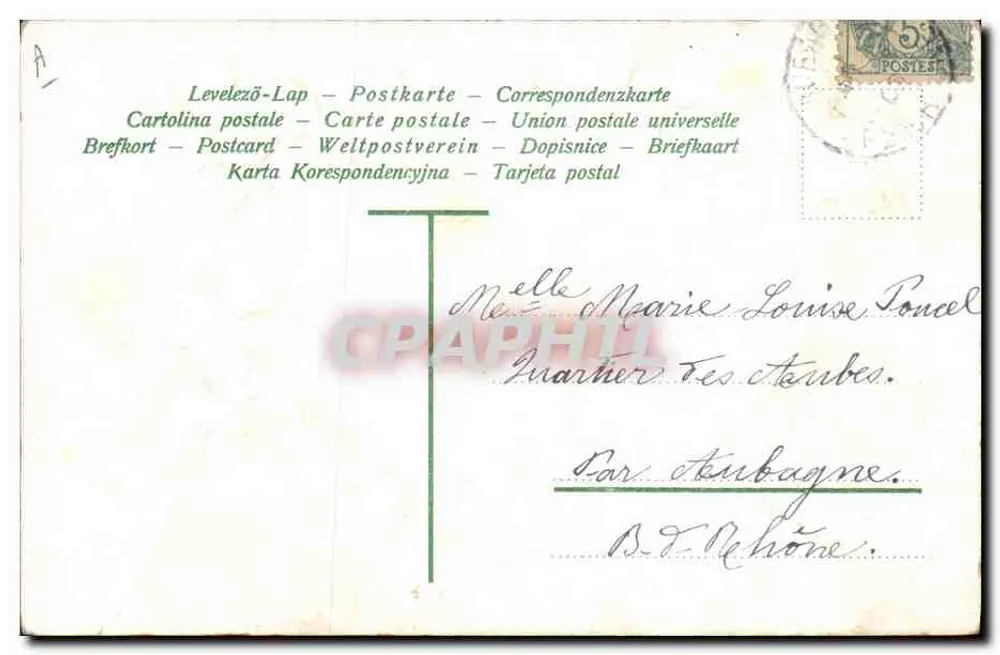 Carta de boas-vindas 1906 — Meus melhores cumprimentos — Marie Antoinette - Verso