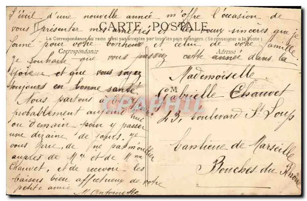 Oiseau portant une enveloppe — 1905 — Éditeur : Carte Postale - Rückseite