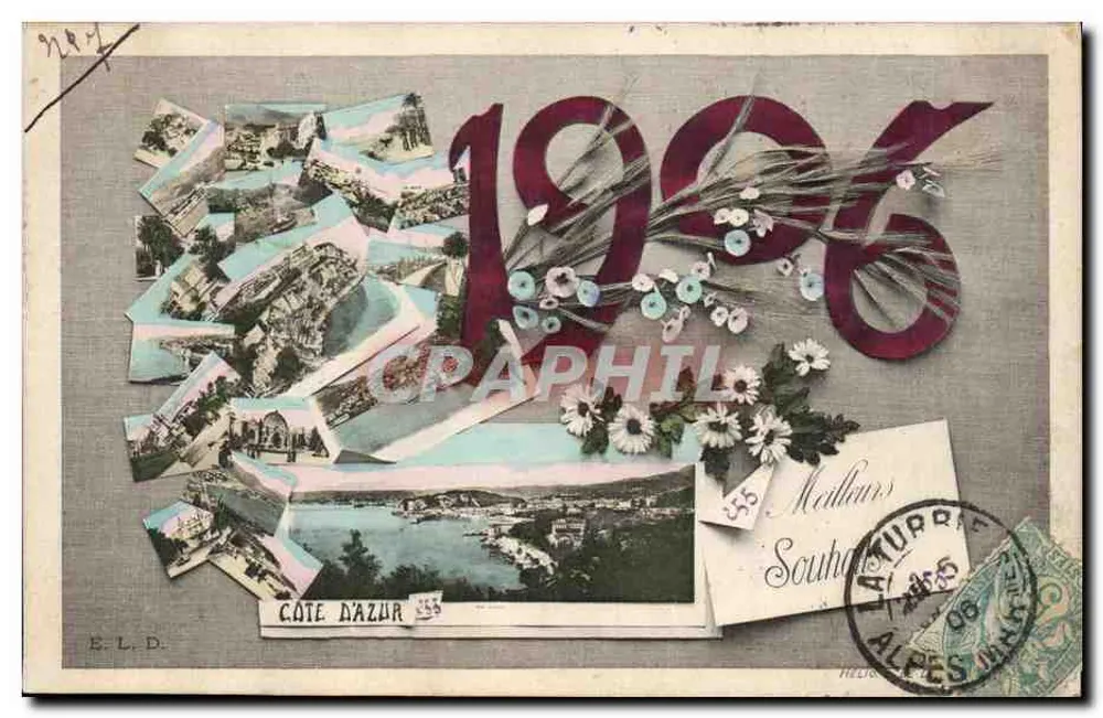 Côte d'Azur — Panoramablick und Landschaftskollage — E.L.D. n°55 - Vorderseite