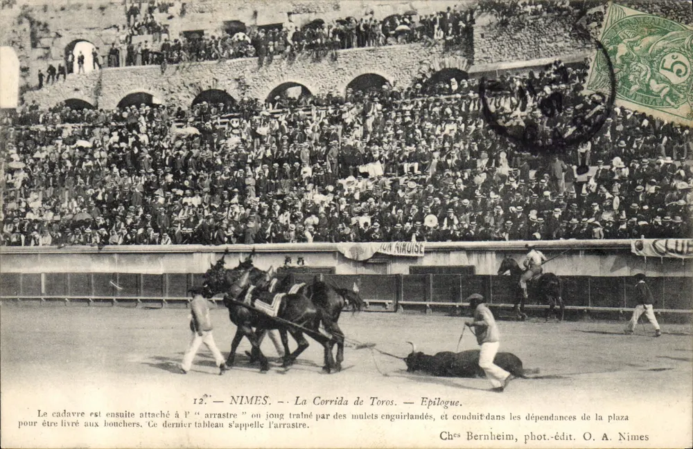 Nîmes — La Corrida de Toros — Epilogue — Chez Bernheim, phot.-édit. O. A. Nîmes - Vorderseite