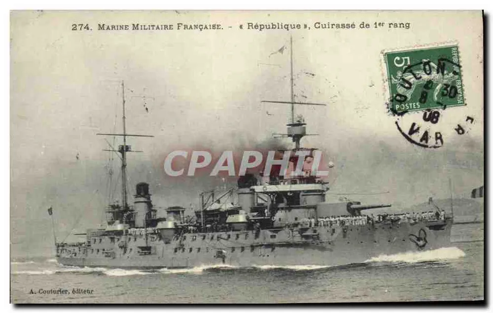 Französische Marine — « République », Guirassé de 1er rang — A. Couturier, Verlag, Nr. 274 - Vorderseite