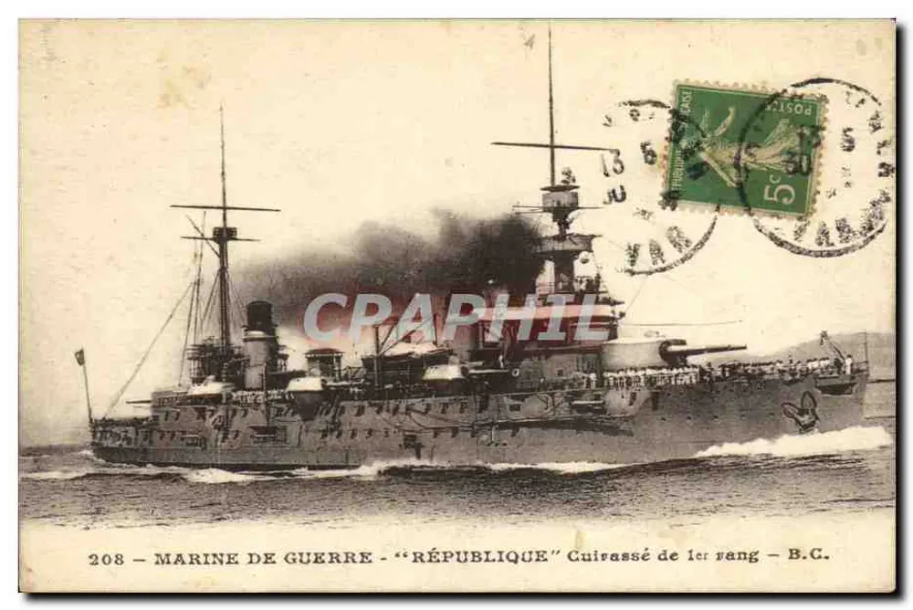 Marinekräfte - "République" - Schlachtschiff erster Klasse - B.C. - Vorderseite