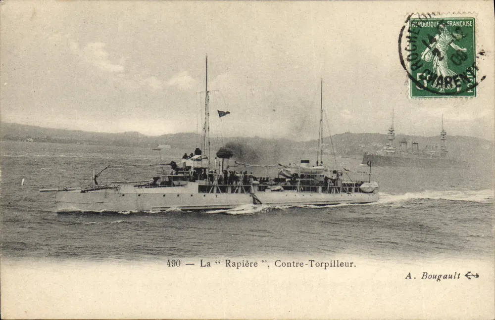 Die "Rapière", Torpedoboot — A. Bougault, n°490 - Vorderseite