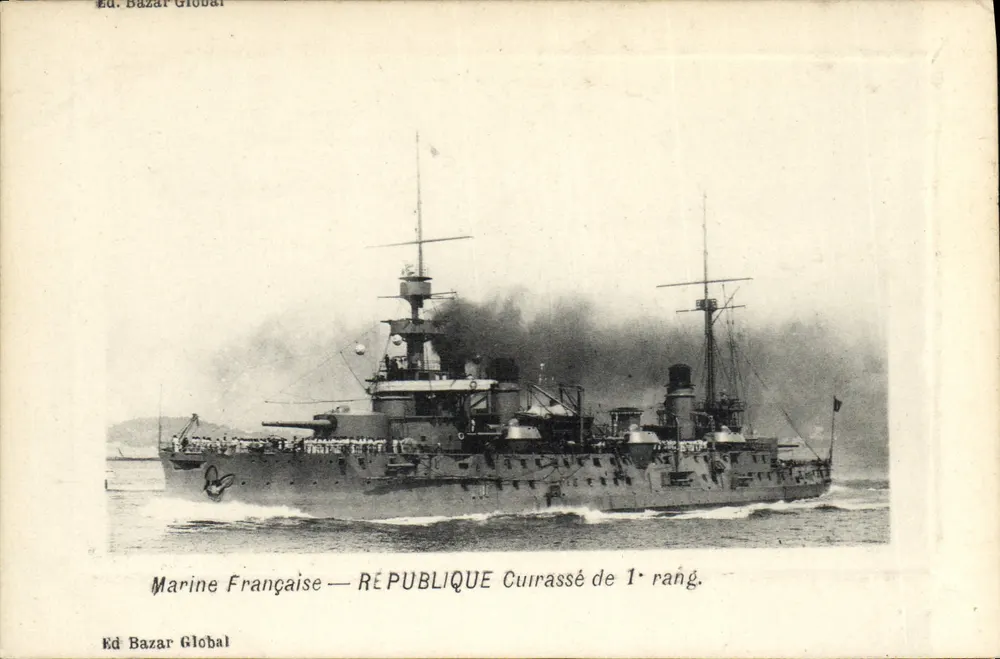 Marine Française — RÉPUBLIQUE Schlachtschiff erster Klasse — Ed. Bazar Global - Vorderseite