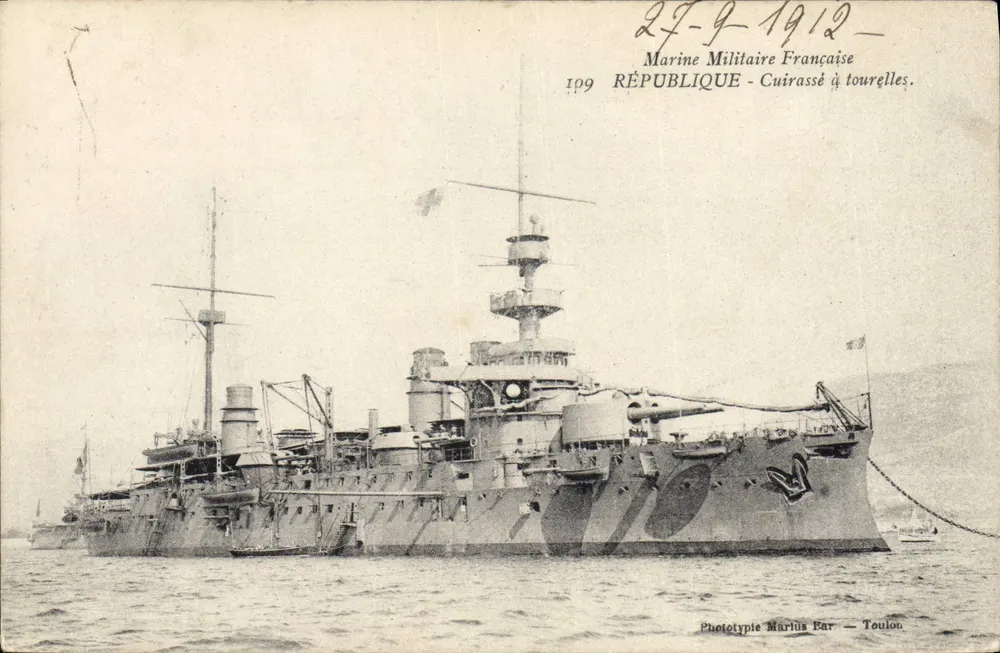 Schlachtschiff République — Französische Marine — Phototypie Marius Bar — Toulon - Vorderseite