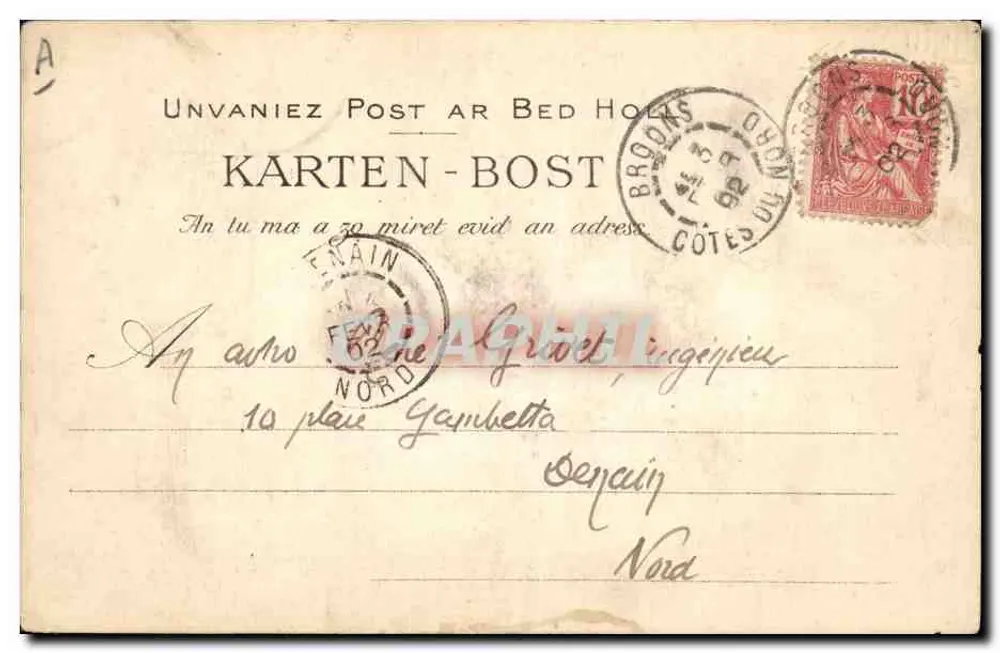 Menina Jovem de Pent-l'Abbé - Estudo de Caiffes da Bretanha - Géhenné WILLARD, Quimper - Verso