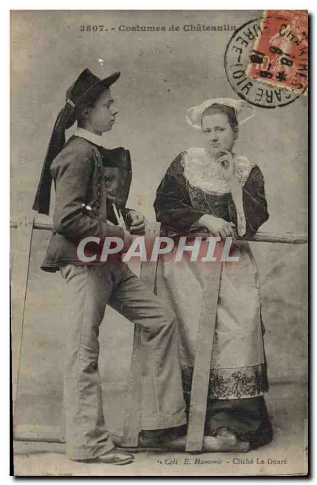Trajes de Châteaulin — Série 3507 — Coleção E. Hamonic, Cliché Le Doaré - Frente