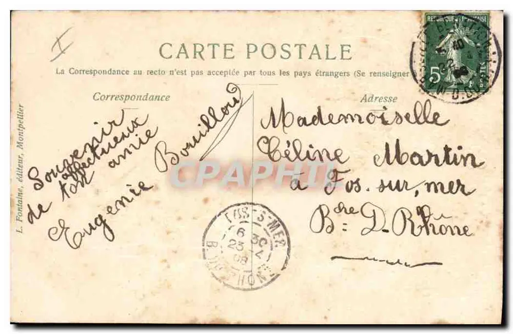 Flores de lírio — Ferradura — L. Fontaine, Montpellier - Verso