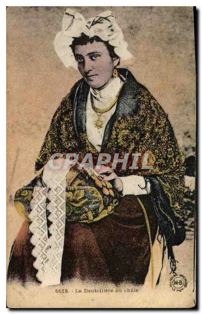 La Dentelliera con il foulard — Serie 5518 — Edizione d'Arte Marguerit-Bénié, Le Pay - Recto