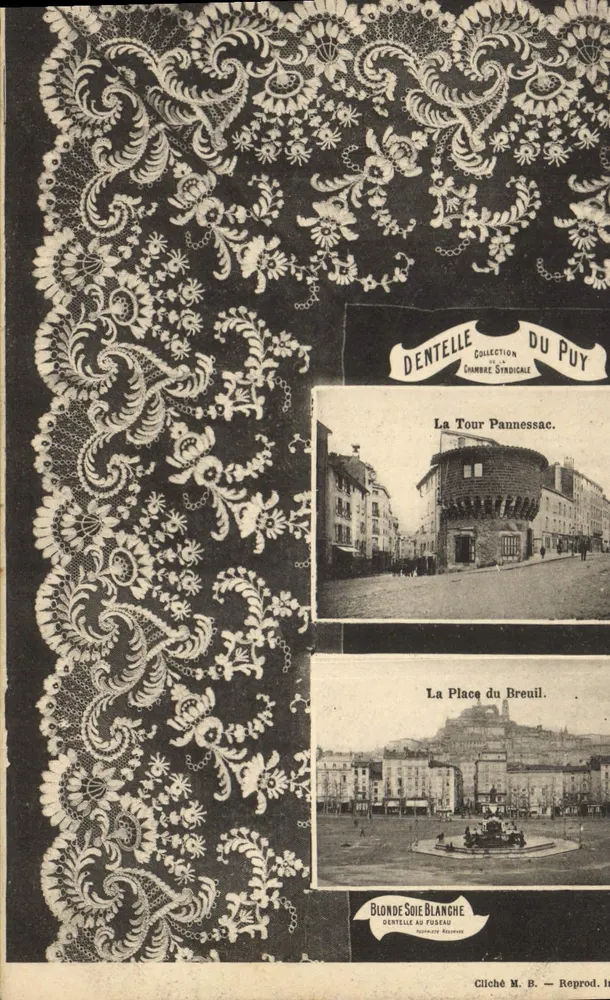Stickerei von Puy — Sammlung der Syndikalen Kammer — La Tour Pannessac, La Place du Breuil - Vorderseite