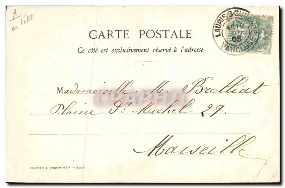 Les Dentelles — Point de Venise — Phototypie A. Bergeret et Cie, Nancy - Rückseite