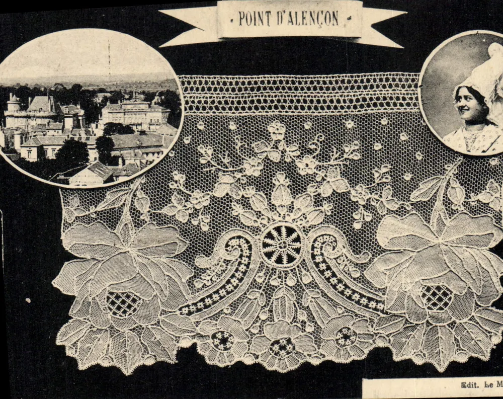 Ponto de Alençon — Editor Le M — número de série não visível - Frente