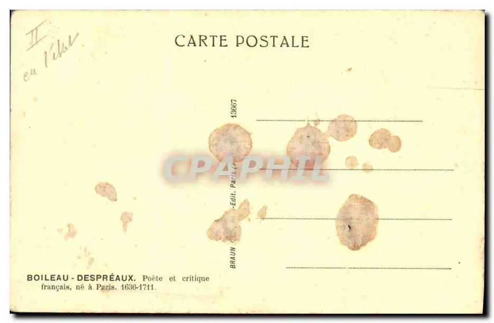 Boileau-Despréaux — retrato — Braun & Cie, n° 13887 - Verso