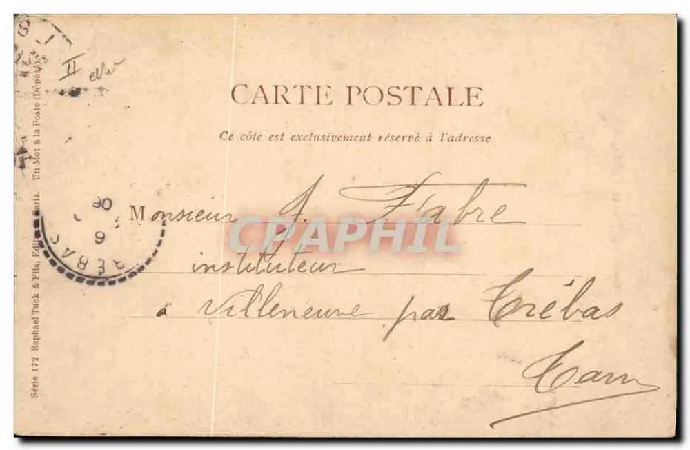 Voltaire — Homens da França CélEBres — Série 172, Editor Raphael Tuck & Fils - Verso