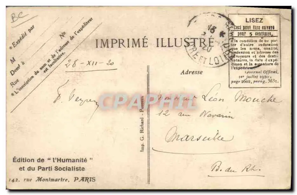 Maxime Gorky — retrato sentado em seu escritório — reprodução G. Richard - Verso