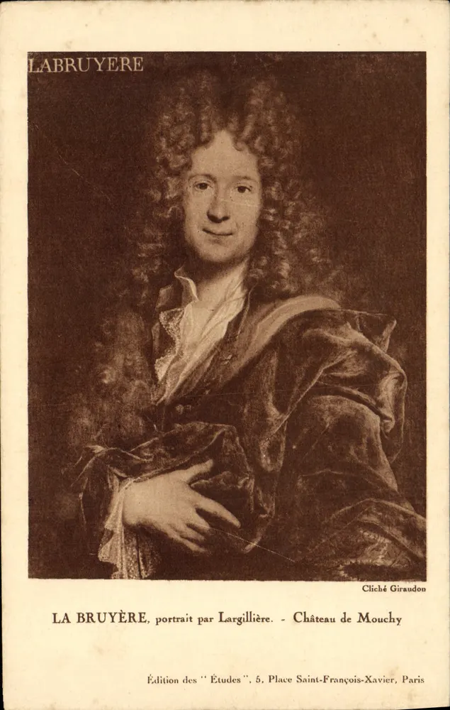 La Bruyère, Portrait von Largillière — Schloss Mouchy — Ausgabe der 'Études', 5, Place Saint-François-Xavier, Paris - Vorderseite