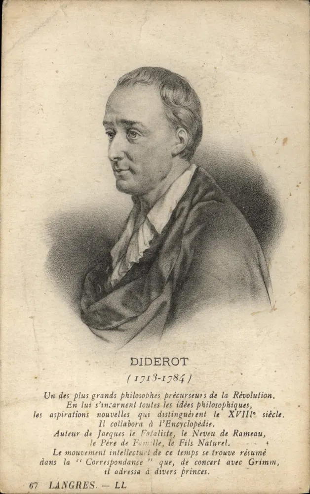 Diderot — portrait gravé — éditeur LANGRES — n° 67 - Frente