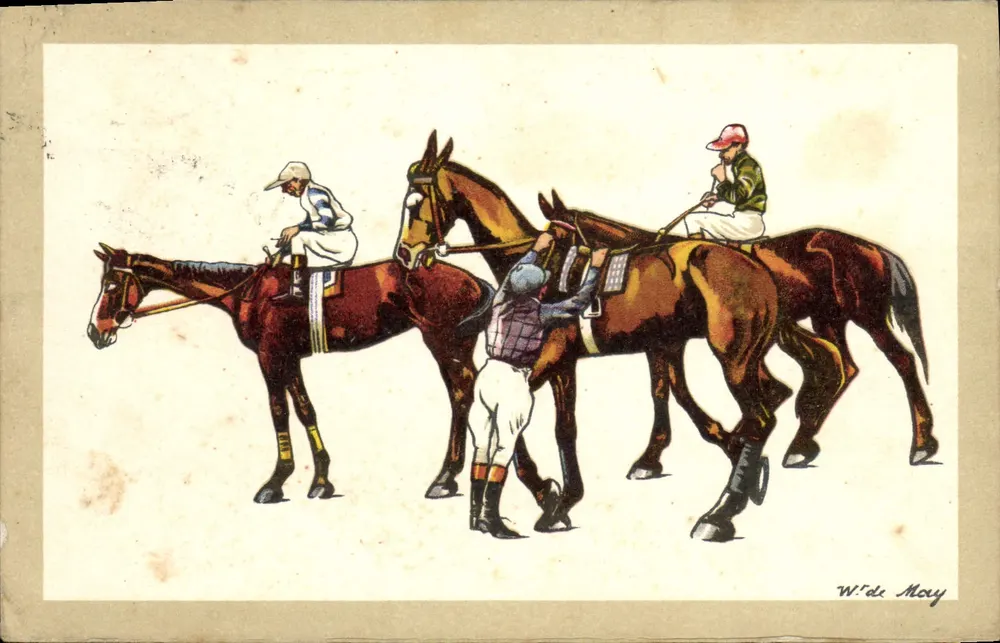 Polo — jogadores e cavalos — W. de May - Frente