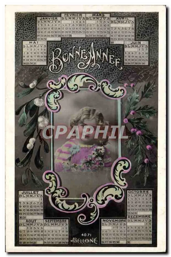Kalender des Jahres — Gutes Neues Jahr — Verlag Bellone n° 4071 - Vorderseite