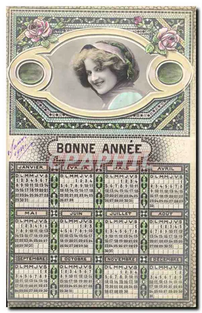 Lächelnde junge Frau — Kalender 1914 — Unbekannter Verlag - Vorderseite