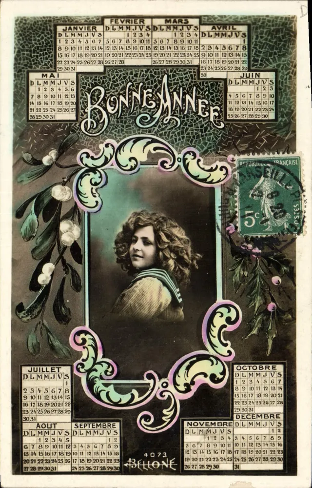Jahreskalender — Frohe Neujahr — Verlag Bellone, Nr. 4073 - Vorderseite