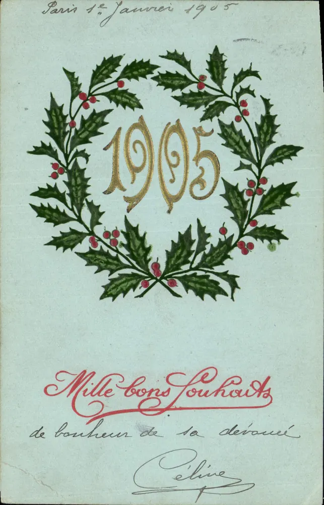 Carte de vœux — 1905 — éditeur non visible - Frente