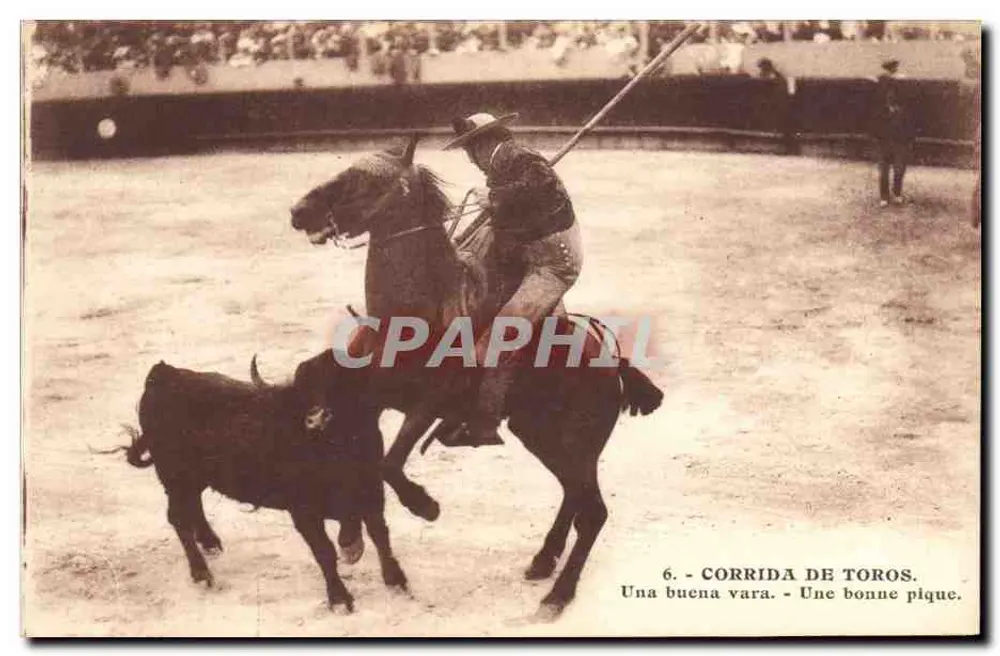 Corrida de touros — Uma boa pique — Union Universal de Correos - Frente