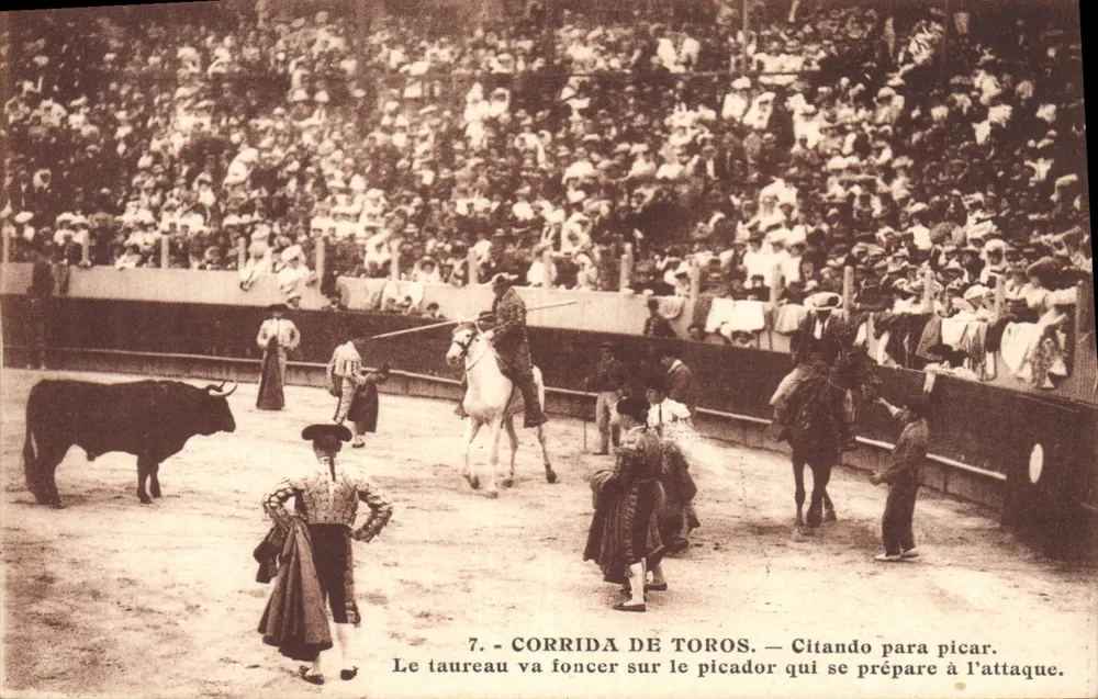 Corrida de touros — Citando para picar — Union Universal de Correos - Frente
