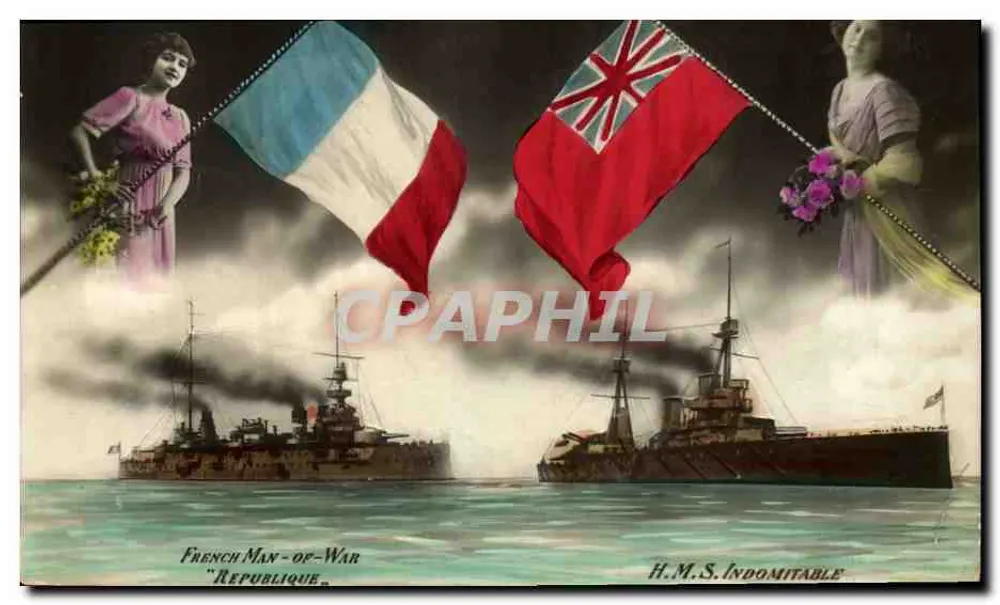 Batalha naval — França e Reino Unido — editor anônimo, número de série não visível - Frente
