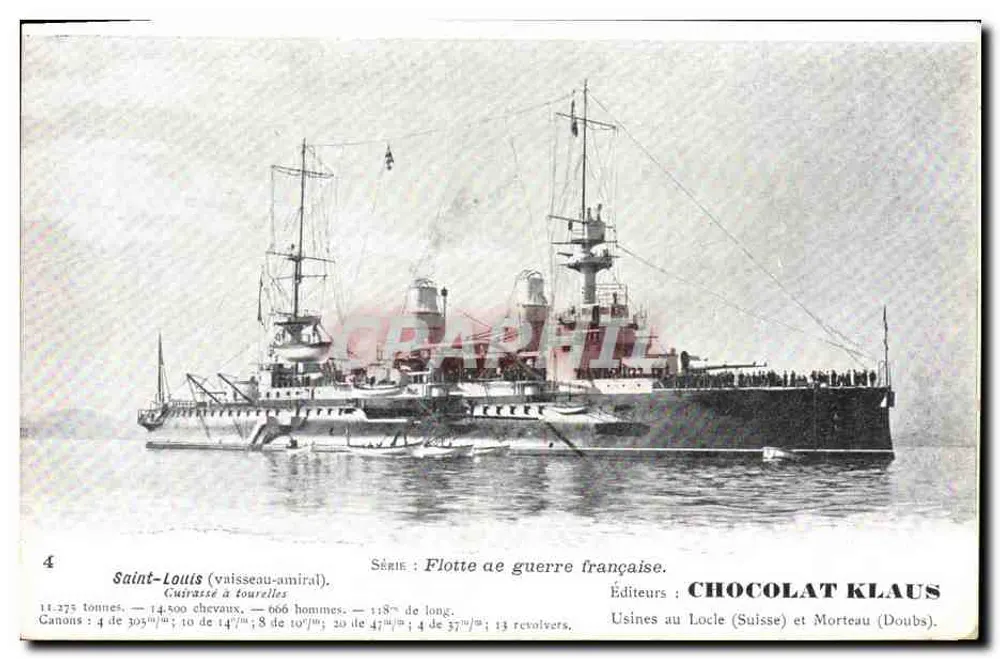 Saint-Louis (Flaggschiff) — Turmgeschützboot — Verleger: CHOCOLAT KLAUS - Vorderseite