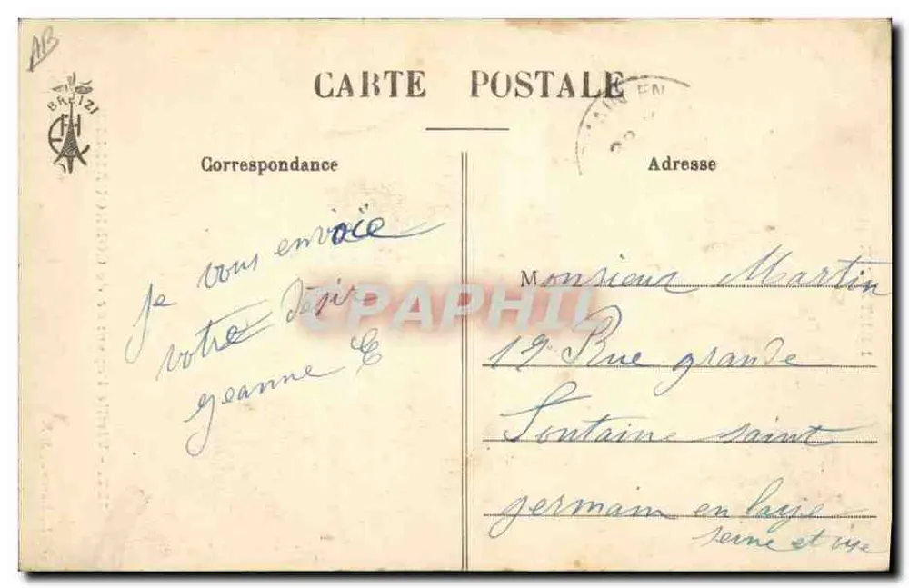 Velha Camponesa da Cornualha — Bretanha — Col. E. Hamonic, St-B. - Verso