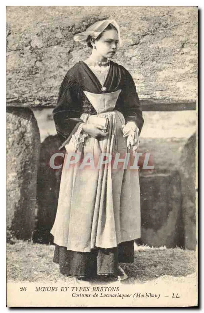 Mulher vestindo traje de Locmariaquer (Morbihan) — Costumes e Tipos Bretões — LL n°26 - Frente