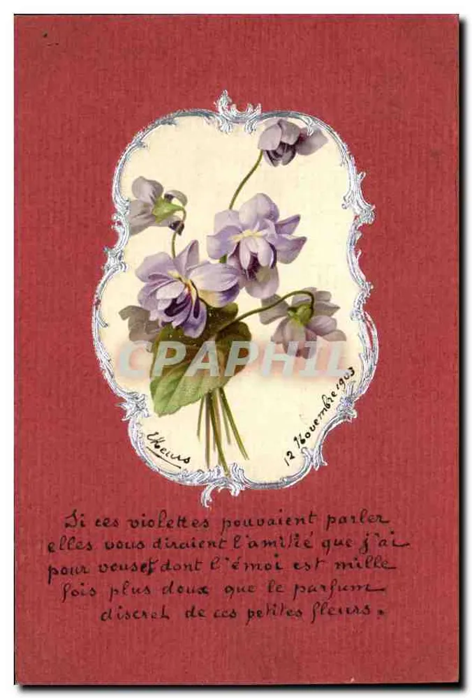 Violetas — poema — editor desconhecido, número de série não visível - Frente