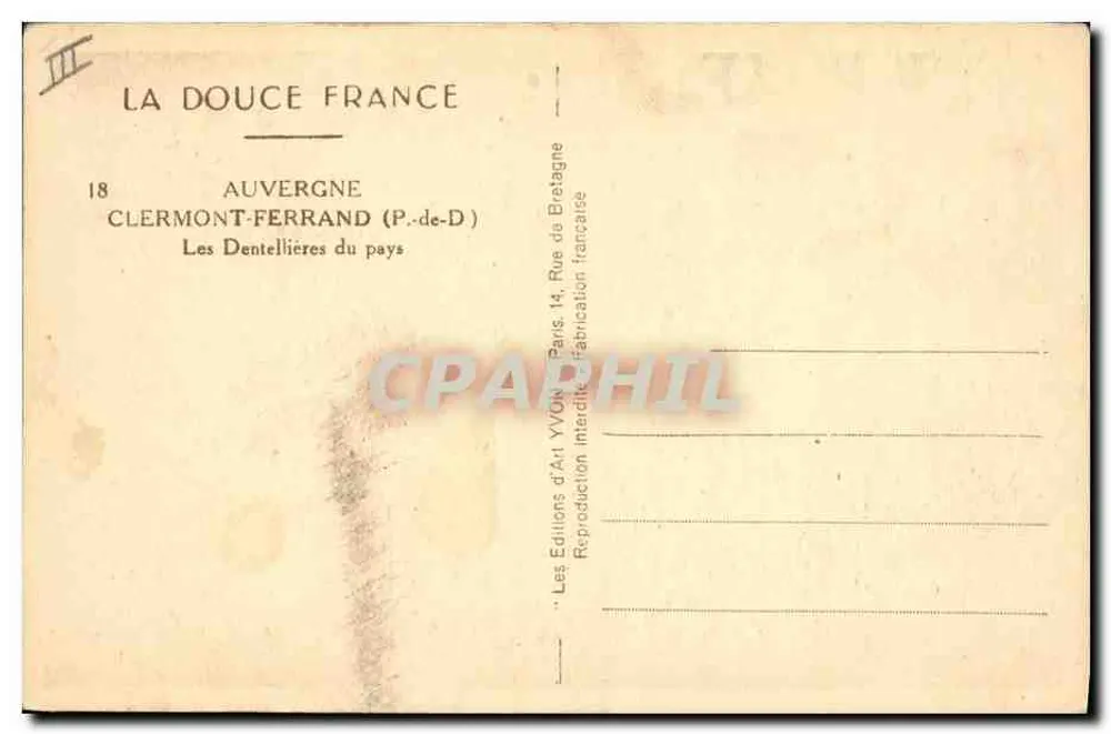 Zwei Frauen, die Hüte weben — Auvergne — Les Éditions d'Art Yvon, Paris - Rückseite