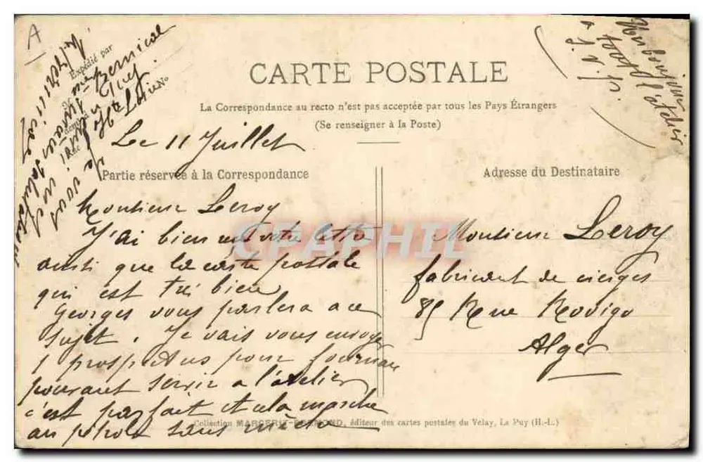 La Haute-Loire — vue panoramique avec carte et scènes locales — Cliché M.B. Reprint, n°346 - Rückseite
