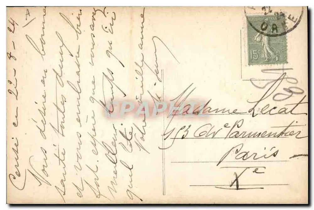Ventiel van Alençon — bloemmotief en vlinders — uitgever Alençon - Achterkant
