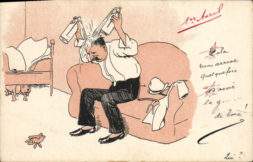 Mann, der sich die Haare wäscht — Karikatur — Verleger Mercure de France, n° 138 - Vorderseite