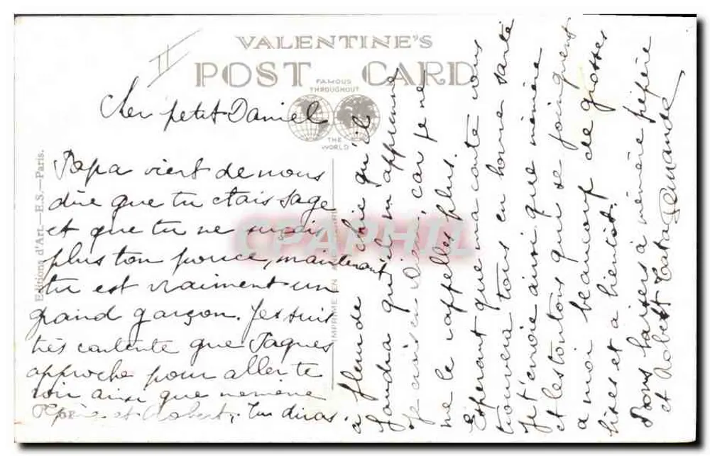 Kinder weinend — emotionaler Moment mit Hund und Katze — Valentine's Post Card - Rückseite