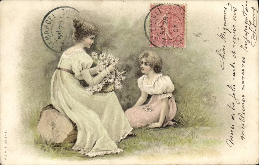 Zwei junge Mädchen im Garten — A.&M.B. N°348 — Verlag A.&M.B. - Vorderseite