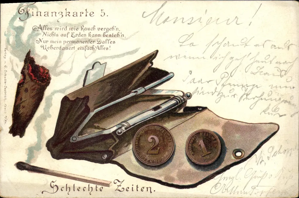 Finanzkarte 5 — Schwere Zeiten — Verlag O. Schulte, Osnabrück - Vorderseite