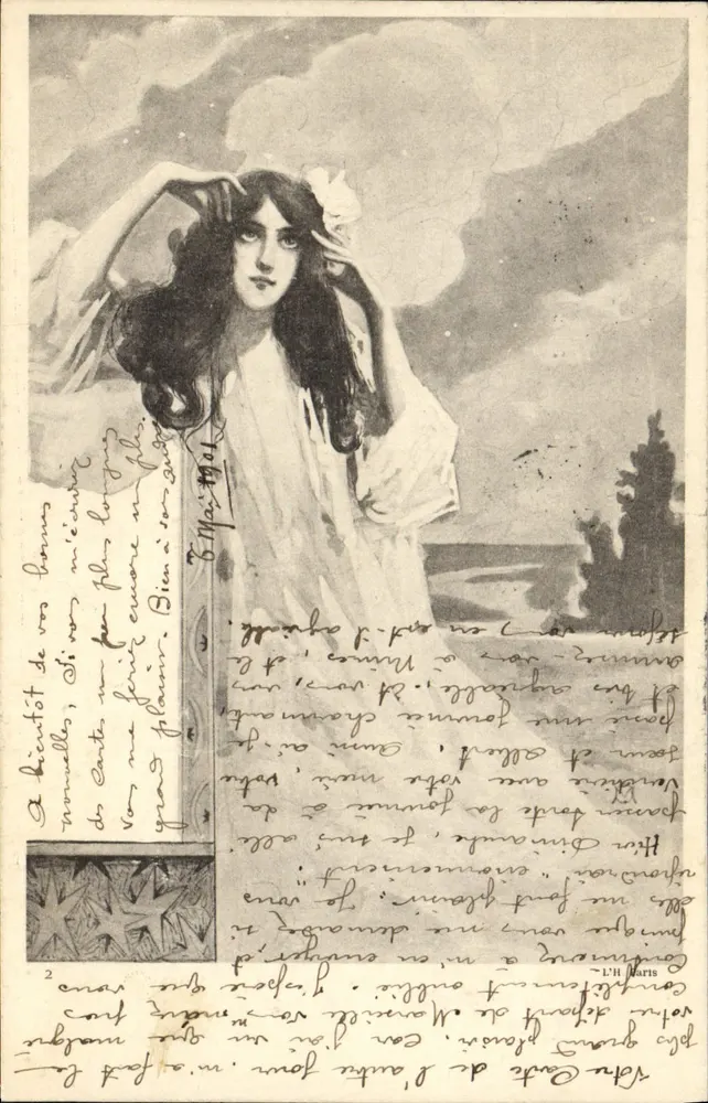 Frau in weißem Kleid — Nachtlandschaft — L'H Paris - Vorderseite